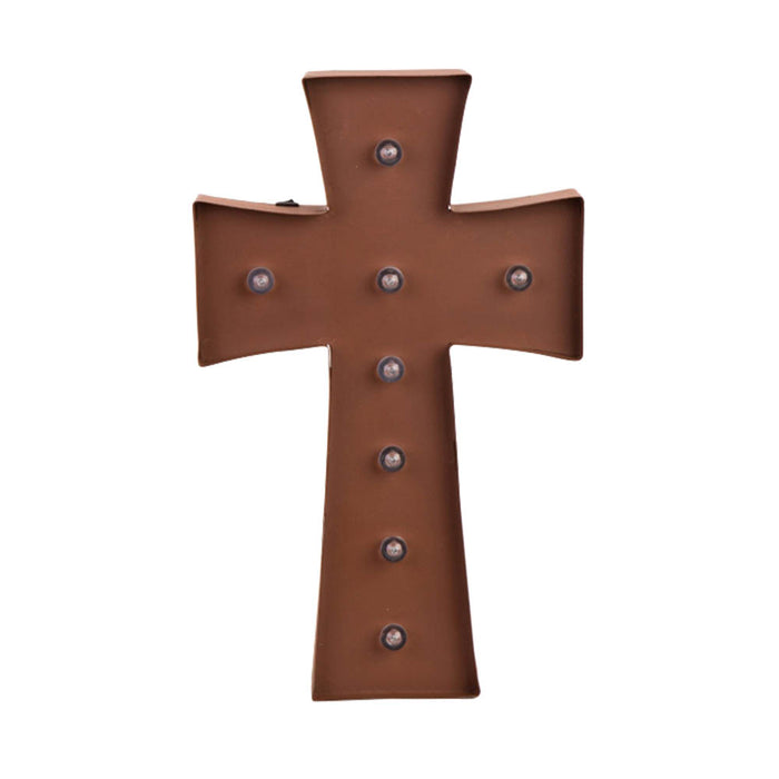 Rusty Marquee LED Lighted Cross Sign