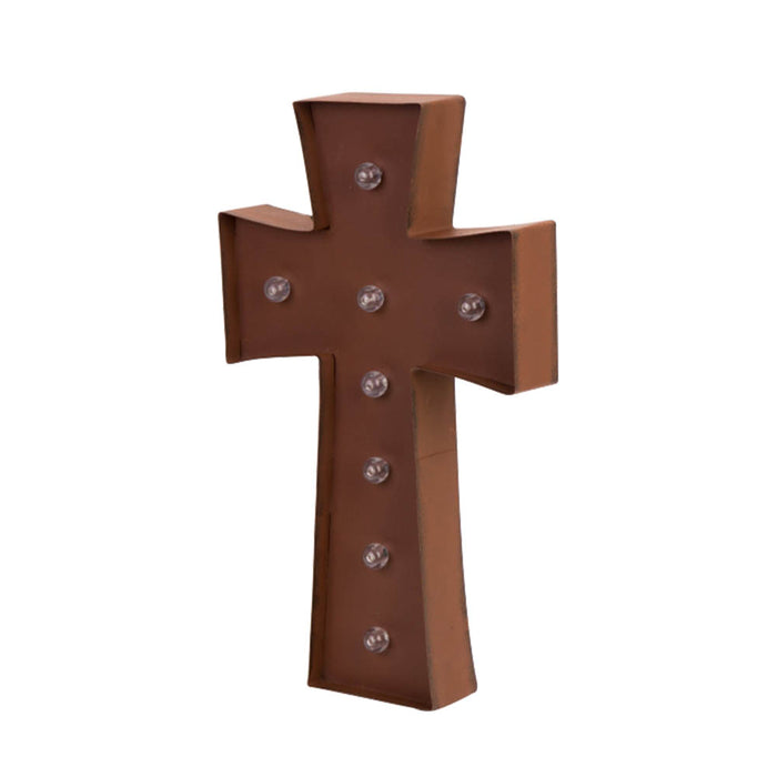 Rusty Marquee LED Lighted Cross Sign