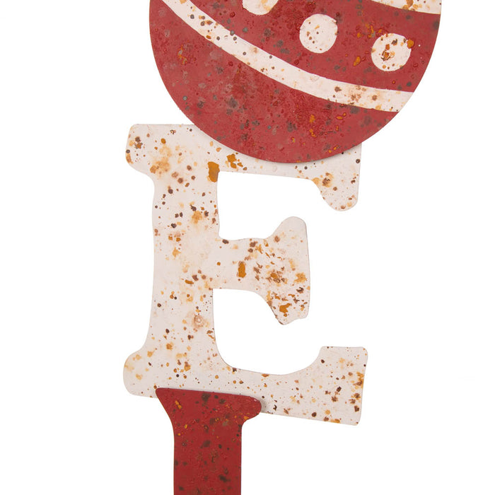 Set of 2 Rusty Metal "JOY" & "NOEL" Yard Stake or Wall Décor
