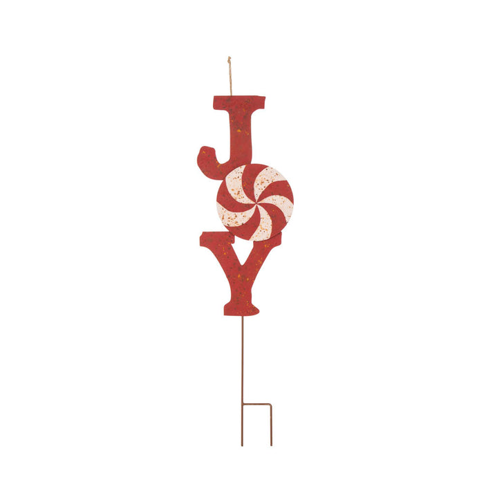 Set of 2 Rusty Metal "JOY" & "NOEL" Yard Stake or Wall Décor