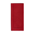 Red napkin with stitched hem on a white background