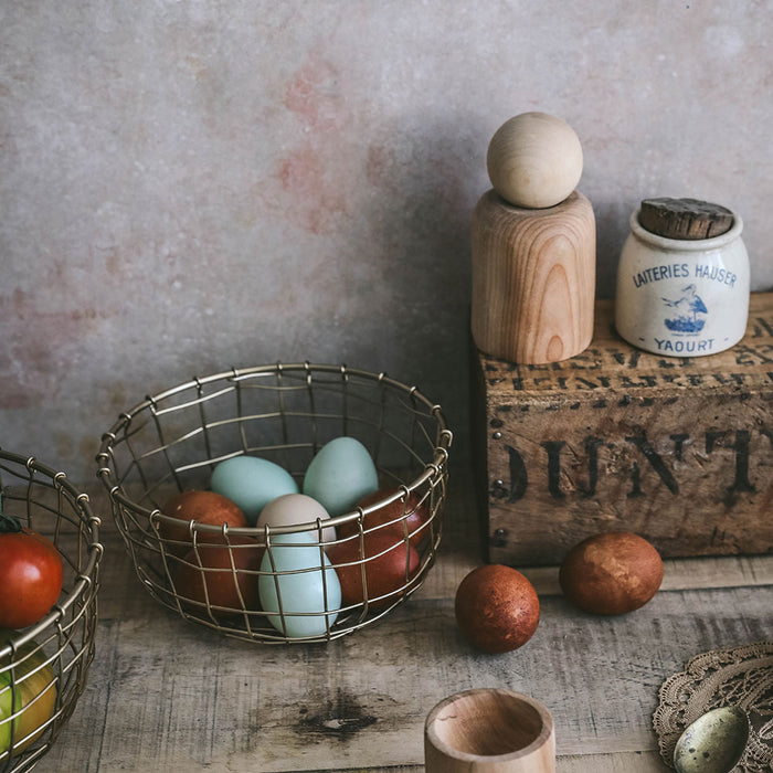 Short Round Brass Wire Basket - Small