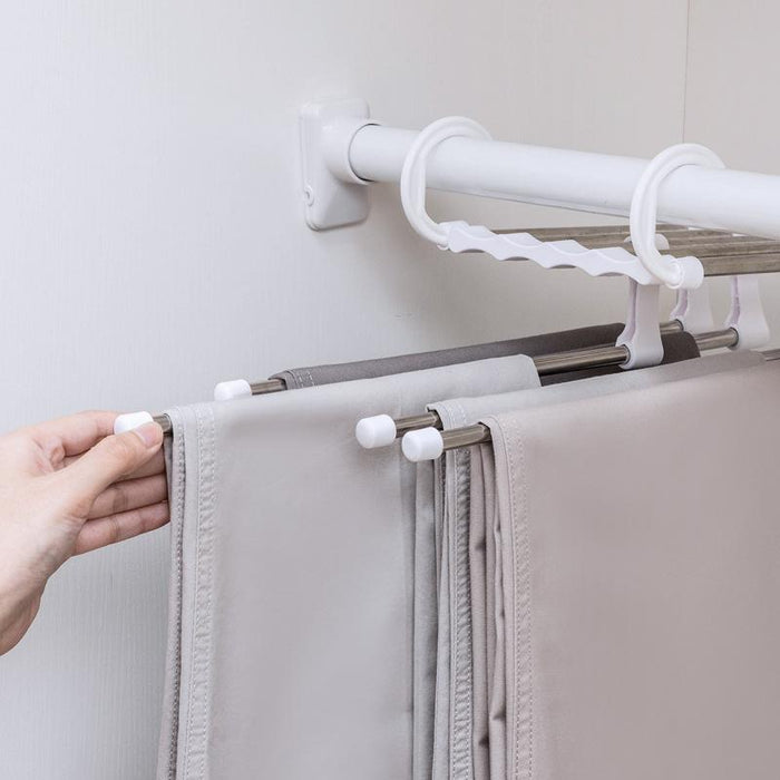 Stainless Steel Clothes Hangers Multi-Layer Hangers Closet Organizer Folding Storage Rack