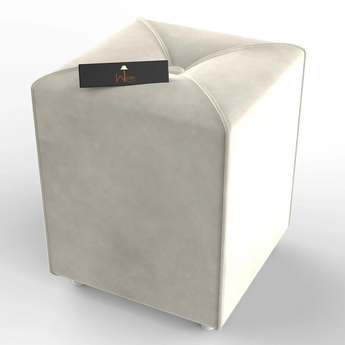 Stool for Living Room Soft Fabric Comfortable Cushion Ottoman Stool (Beige) - Wooden Twist UAE