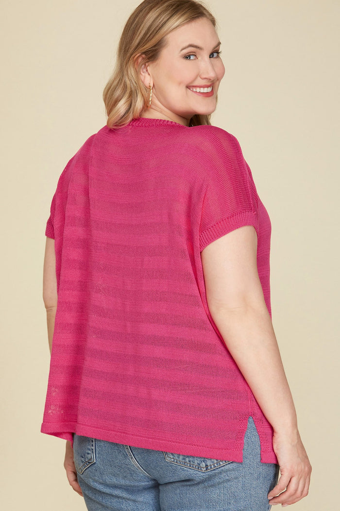 Sunny Days Sheer Sweater Top - Curvy