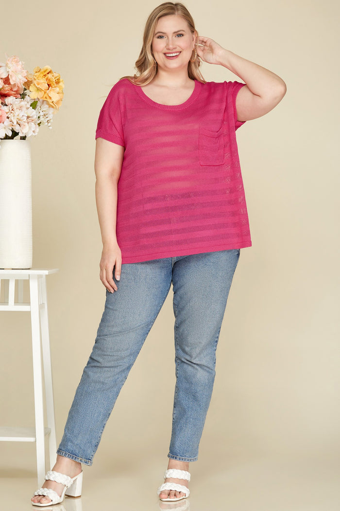 Sunny Days Sheer Sweater Top - Curvy