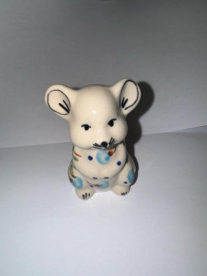 Teal Poppy Mouse Figurine - Pattern Teal Poppy