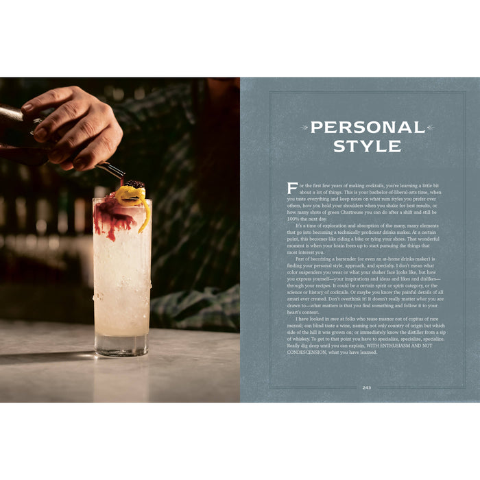 Cocktail being prepared with a text section titled 'Personal Style' on the right.