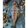 Book cover of 'The Hog Island Book of Fish & Seafood' by Chef John Ash with a fish and seafood on a textured background.