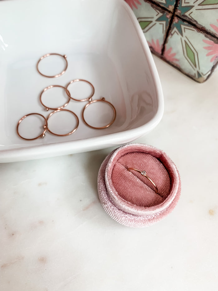 Tiny CZ Stacking Ring - Rose Gold