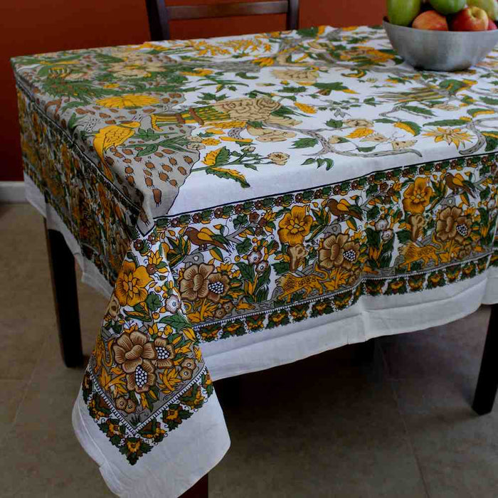 Tree of Life Tablecloth for Square Tables Cotton Floral Tablecloth Round 72 Inch - Sweet Us