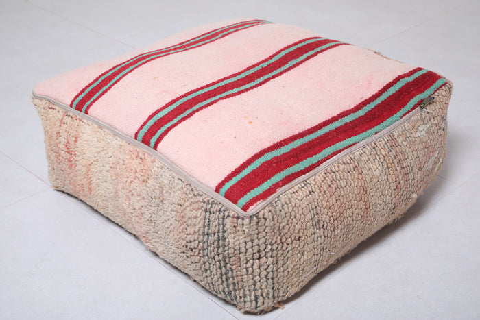 Two handmade berber brown rug pouf - kilim pouf