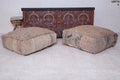 Two handmade moroccan brown rug pouf - kilim pouf