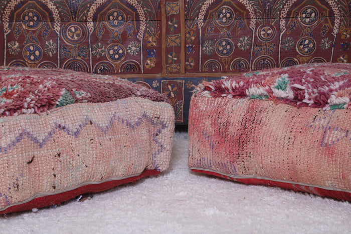 Two moroccan berber handmade rug pouf - kilim pouf