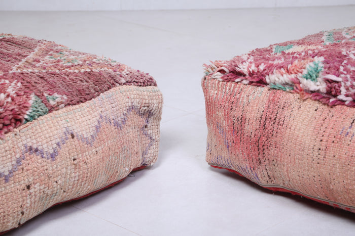 Two moroccan berber handmade rug pouf - kilim pouf