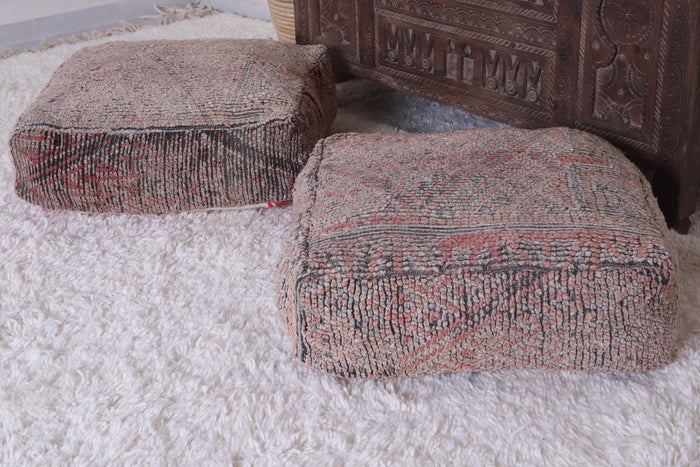 Two moroccan handmade berber rug pouf - kilim pouf