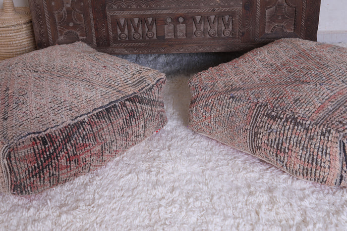 Two moroccan handmade berber rug pouf - kilim pouf
