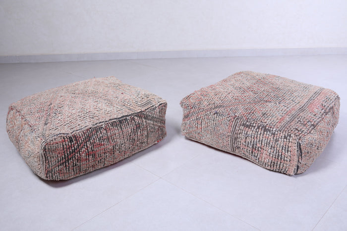 Two moroccan handmade berber rug pouf - kilim pouf