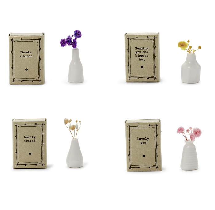 Twos Company Lovely Matchbox Vase with Flowers in Gift Box
