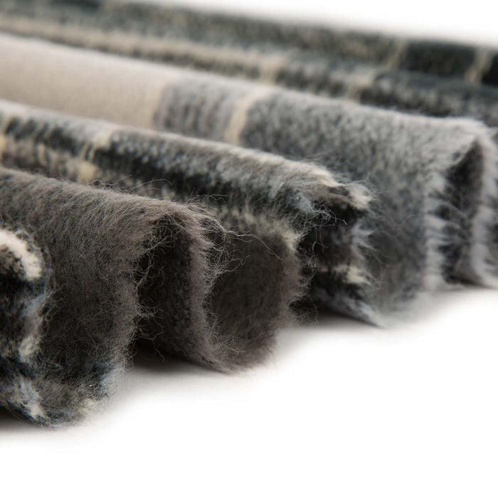 Unisex Oversized Black, White and Gray Plaid Scarf with Tassels