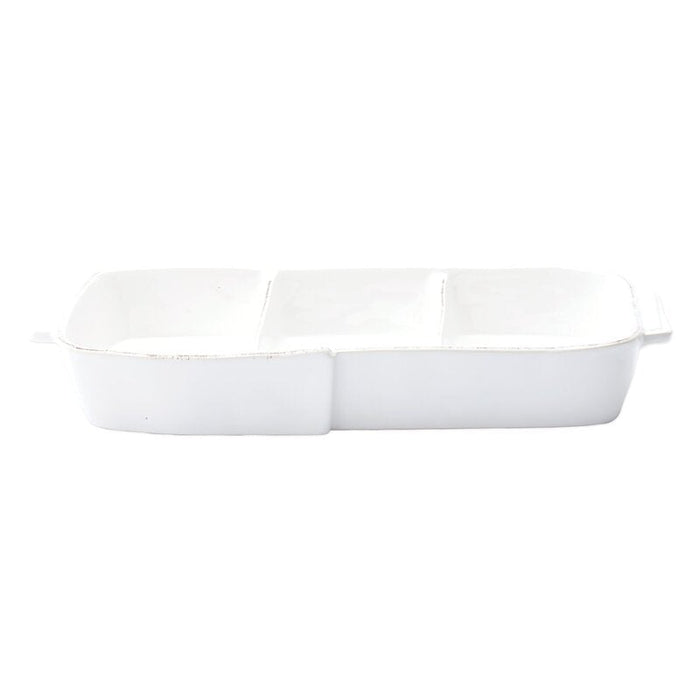 Vietri Lastra Melamine White Three Section Server