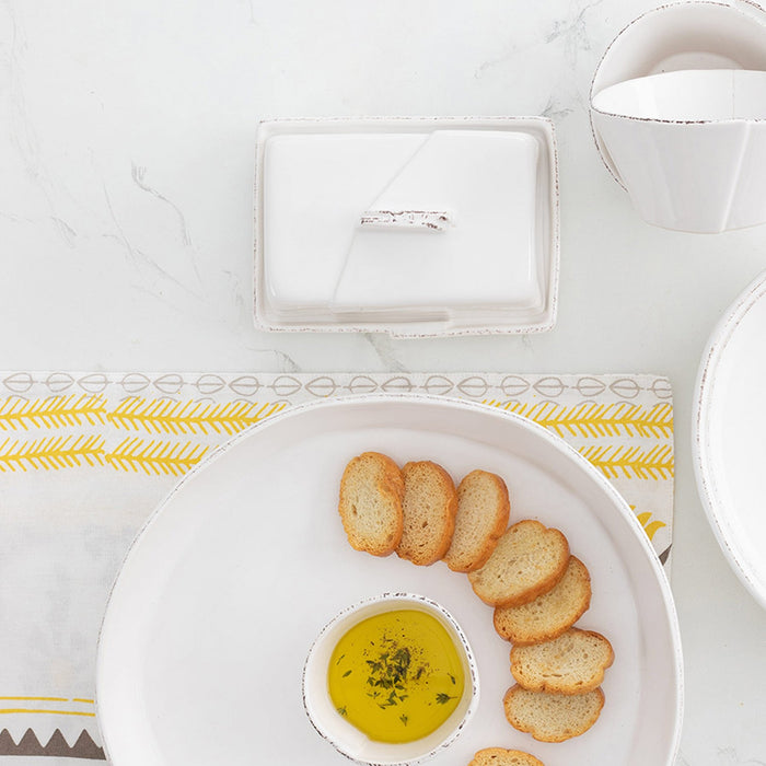 Vietri Lastra White Butter Dish