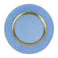 Blue plate with textured rim and gold center