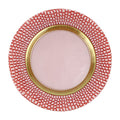 Decorative plate with red and pink textured rim and gold center