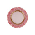 Decorative plate with red patterned rim and gold center