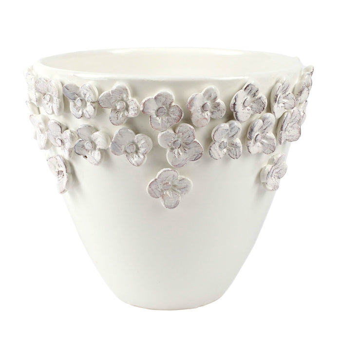 Vietri  Rustic Garden White Medium Cachepot