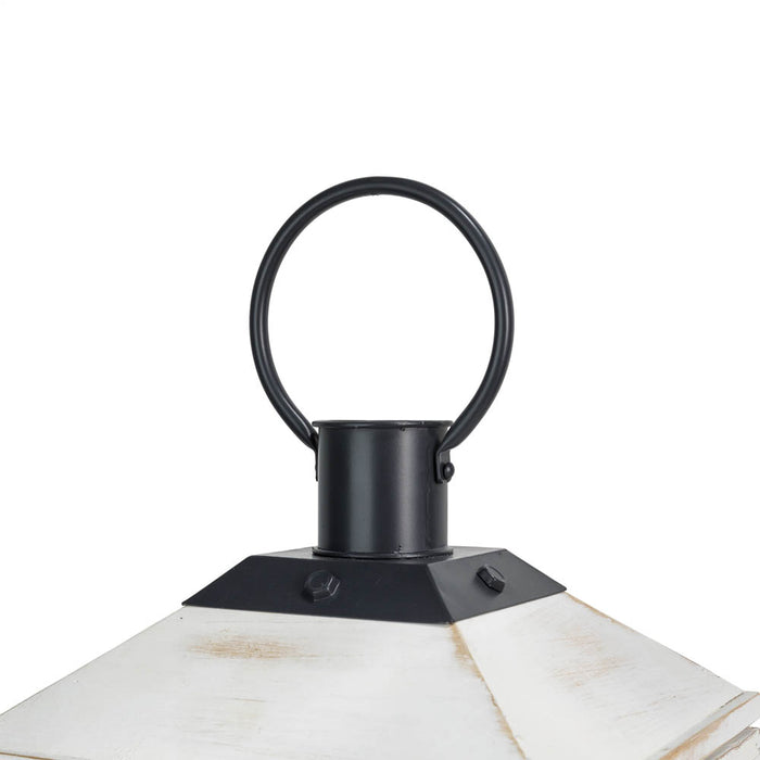 Wash White Farmhouse Modern Wooden Lanterns, Set of 2
