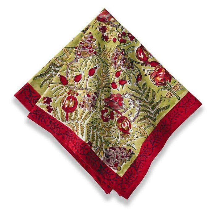 Floral patterned napkin with red and green colors