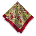 Floral patterned napkin with red and green colors