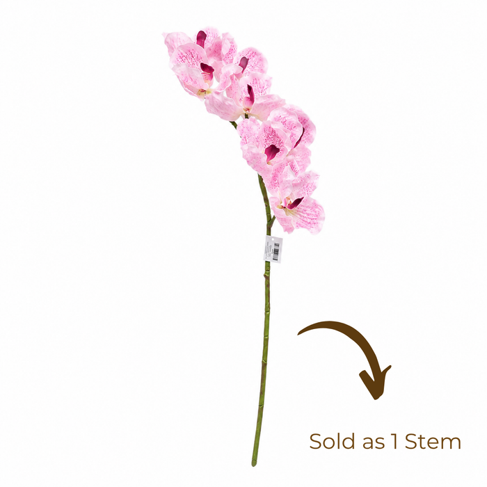 Wooden Twist Artificial Vanda Orchid Flower Stem, 80cm Faux Silk Orchid Spray for Home & Office Decor