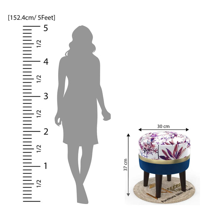 Wooden Twist Blush Puffy Ottoman Stool For Living Room ( Purple & Blue ) - Wooden Twist UAE