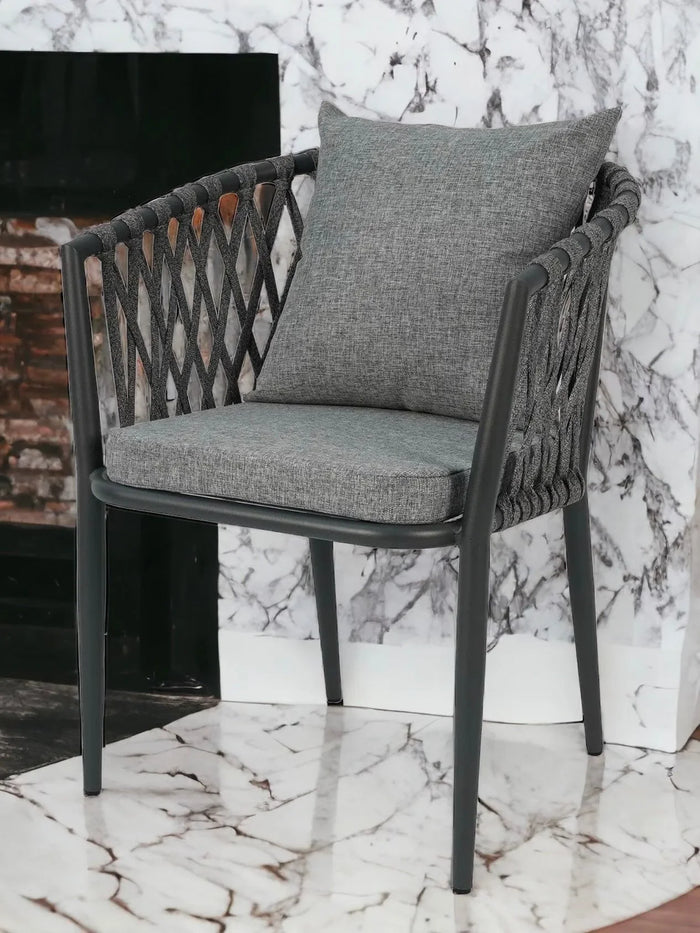 Wooden Twist Creance Rope Design Aluminum Chair For Living Room With Comfortable Cushion - Wooden Twist UAE