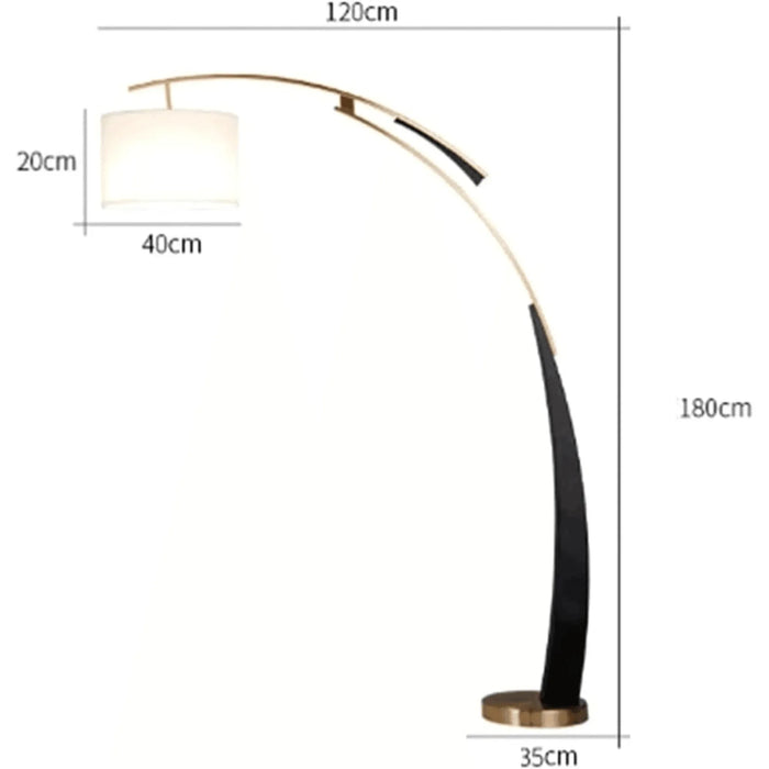 Wooden Twist Wooden Twist Electroplating Tall Arc Style Metal Standing Floor Lamp with Soft Fabric Shade - Wooden Twist UAE