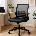 Wooden Twist ergonomic black mesh office chair in a modern home office - lifestyle view