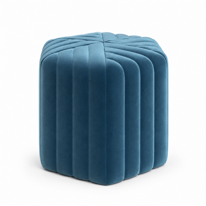 Wooden Twist Lucid Hexagonal Shape Solid Wood Pouf Ottoman Stool