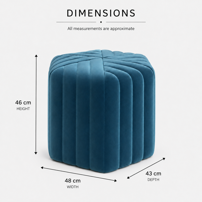 Wooden Twist Lucid Hexagonal Shape Solid Wood Pouf Ottoman Stool