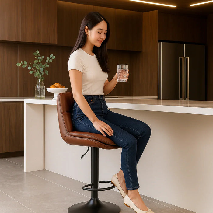 Wooden Twist Lunara 360° Swivel Cafe Bar Stool Chair Adjustable Counter Height with Backrest