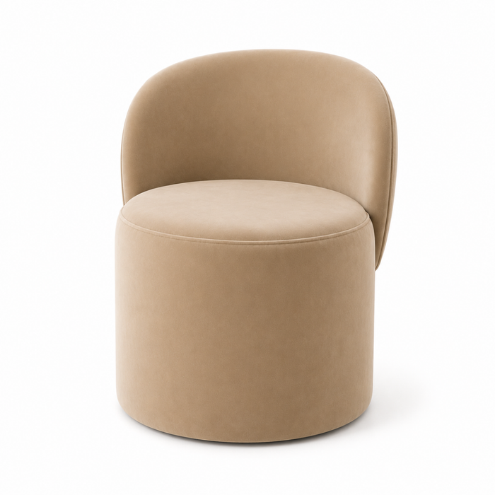 Wooden Twist Luxe Round Velvet Accent Chair with Ergonomic Curved Backrest – Living Room, Bedroom & Lounge