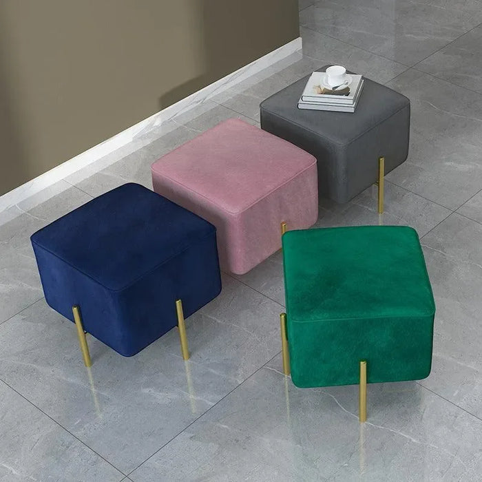 Luxury Velvet Square Foot Stool Ottoman Pouf - Plush and Stylish Home Decor Accent - Wooden Twist UAE