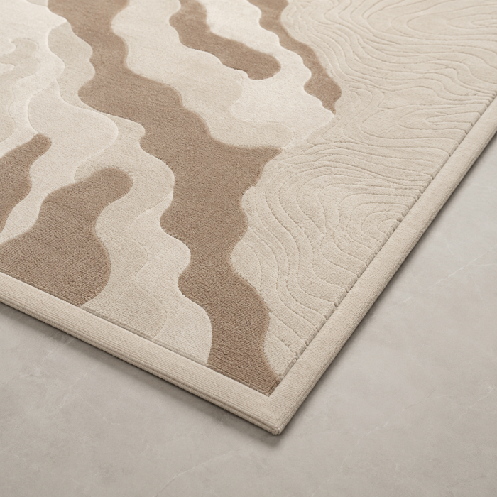 Wooden Twist Turkish area rug close-up texture and bound edging detail