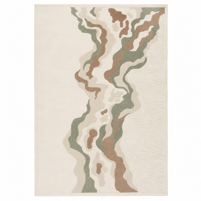 Wooden Twist modern abstract Turkish area rug Green 200x300cm on white background - alternate angle