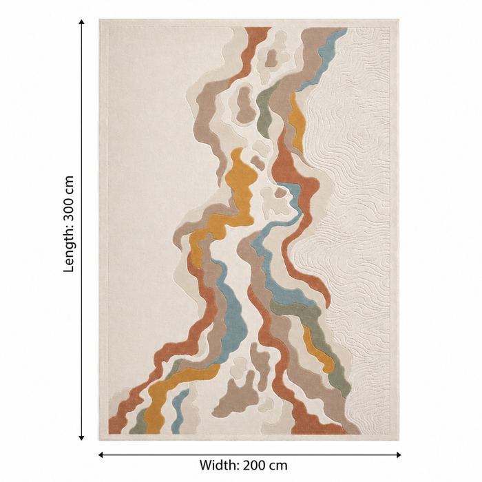 Wooden Twist Turkish area rug dimensions - 300cm length x 200cm width