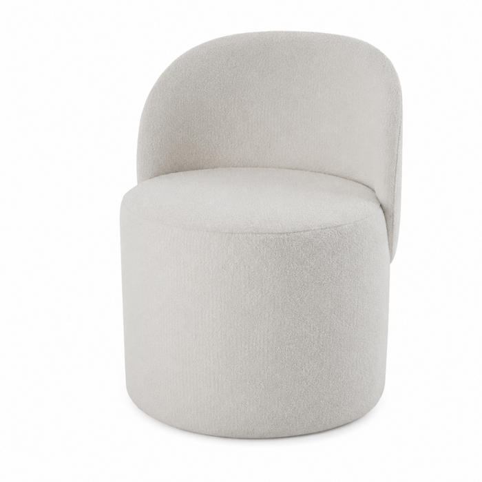 Wooden Twist Modern Boucle Fabric Accent Chair with Curved Backrest & Cushion Seat for Living Room