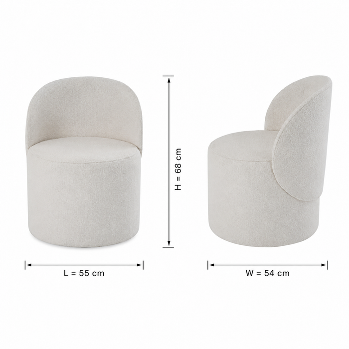 Wooden Twist Modern Boucle Fabric Accent Chair with Curved Backrest & Cushion Seat for Living Room