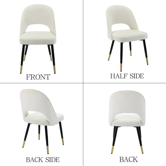 Wooden Twist Modern Stylish Loop Backrest Velvet Upholstery Cafe Dining Chairs with Metal Legs (Set of 2) - Wooden Twist UAE