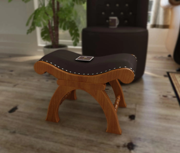 Wooden Twist Piede Teak Wood Ottoman Puffy Stool - Wooden Twist UAE